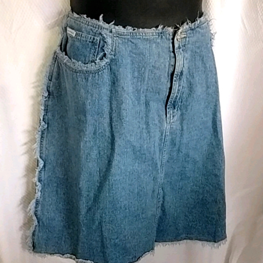 Carolina Blues Denim Skirt Distressed